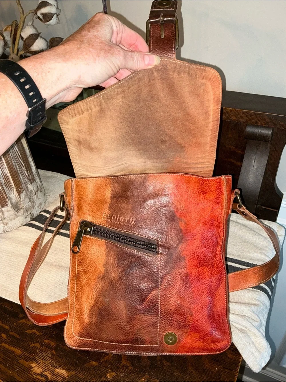 Bed Stu Venice Beach Desert Sunset TD Tie Dyed Crossbody Leather Bag Retail $250 - Picture 10 of 13